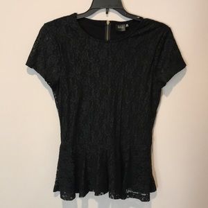 Black lace peplum top